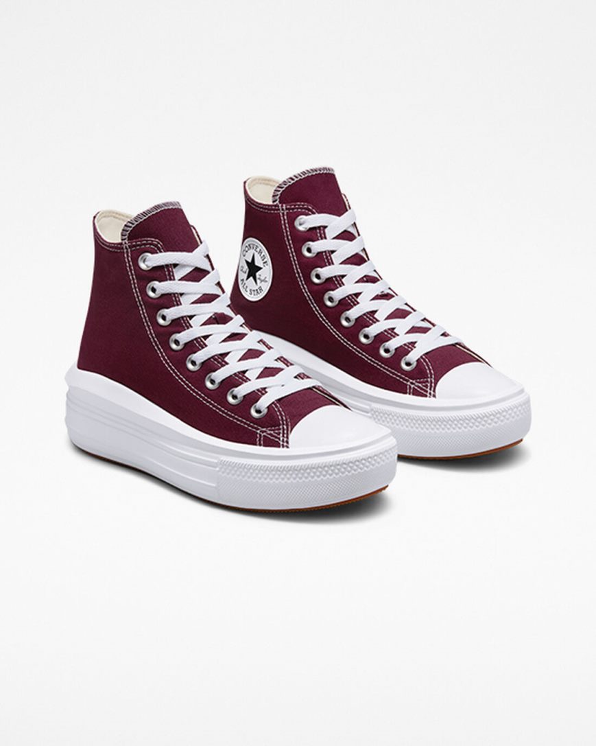 Topanky Na Platforme Converse Chuck Taylor All Star Move Seasonal Color Vysoke Damske Tmavo Červené Biele | SK PQJBZ2